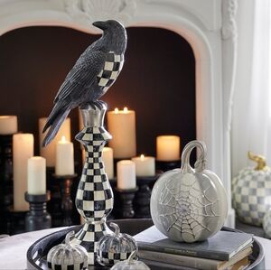 MacKenzie-Childs Haunted House Courtly Check Pedestal Crow